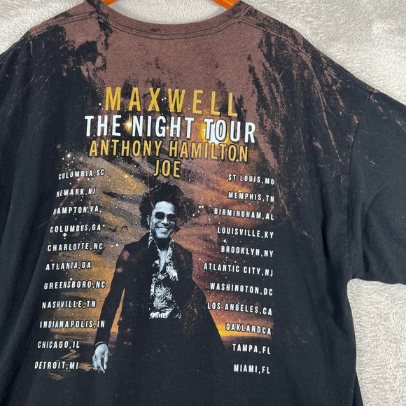 Maxwell The Night Tour T-Shirt Bleach Dyed Graphic Tee Mens 2XL R&B Music - Picture 7 of 10